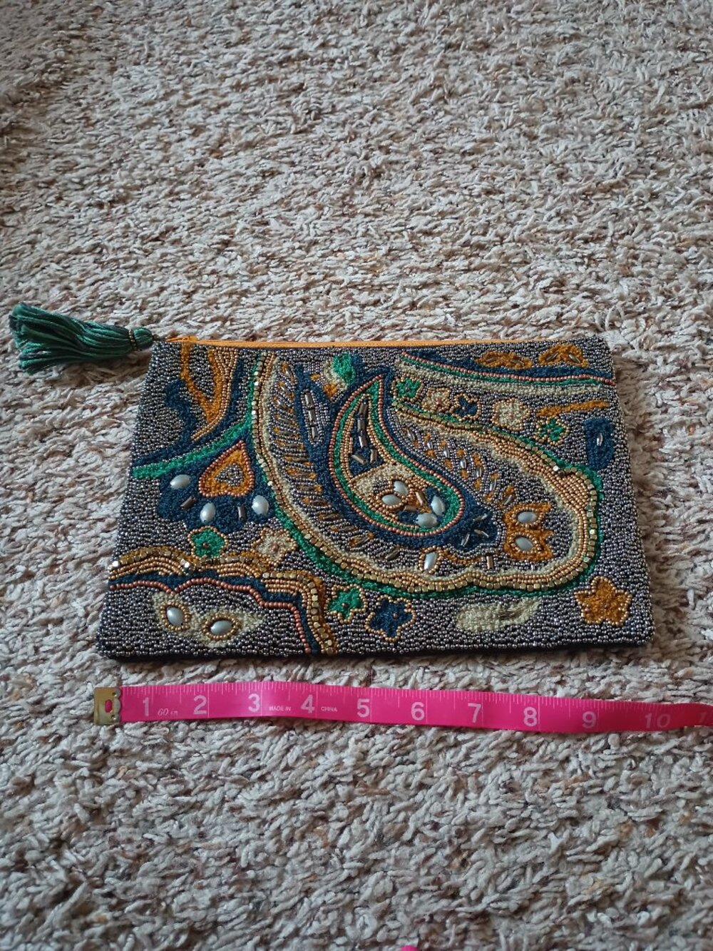 Beaded zipper pouch